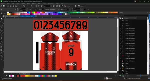Arte Vetor Camisa AC Milan Titular 2023 - 2024
