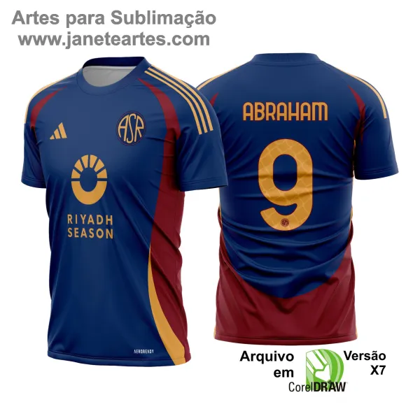 Uniforme de futebol personalizado, projetado para times amadores ou profissionais, com design moderno e arrojado. Apresenta uma combinação de cores contrastantes, logotipo ou escudo do time em destaque no peito, e detalhes gráficos na frente e nas mangas. Na parte traseira, há espaço para personalização com nome e número do jogador, garantindo identidade ao time. Ideal para jogos oficiais, amistosos ou competições, oferecendo estilo e funcionalidade