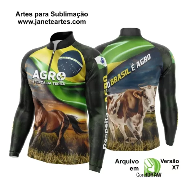 Arte Vetor Camisa Agro 2024 Cavalo e Boi