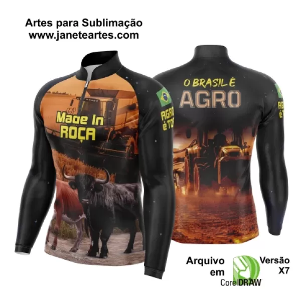 Arte Vetor Camisa Agro 2024 Colheitadeira - Boi e Trator