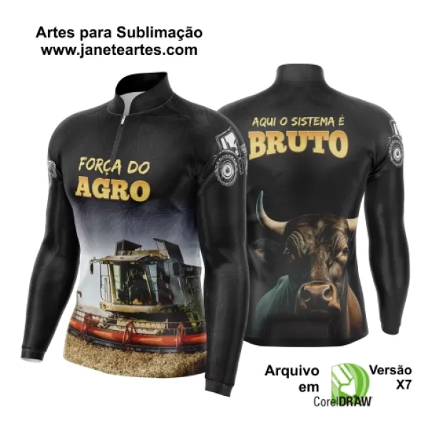 Arte Vetor Camisa Agro 2024 Colheitadeira e Boi