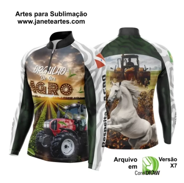 Arte Vetor Camisa Agro 2024 Trator e Cavalo Branco