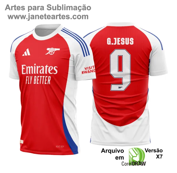 Arte Vetor Camisa Arsenal Titular 2024 - 2025