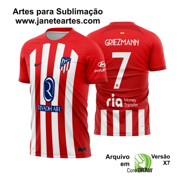 Arte Vetor Camisa Atletico de Madrid Titular 2023 - 2024