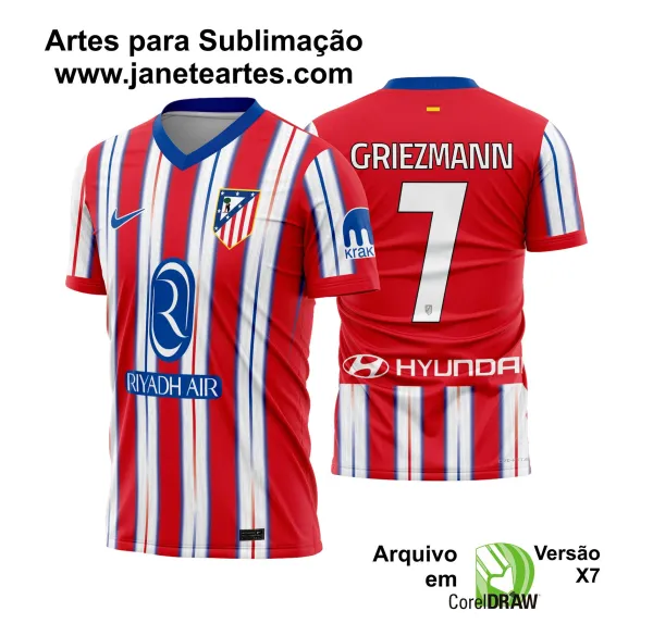 Arte Vetor Camisa Atletico de Madrid Titular 2024 - 2025