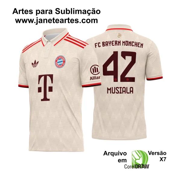 Arte Vetor Camisa Bayern de Munique Terceira 2024 - 2025