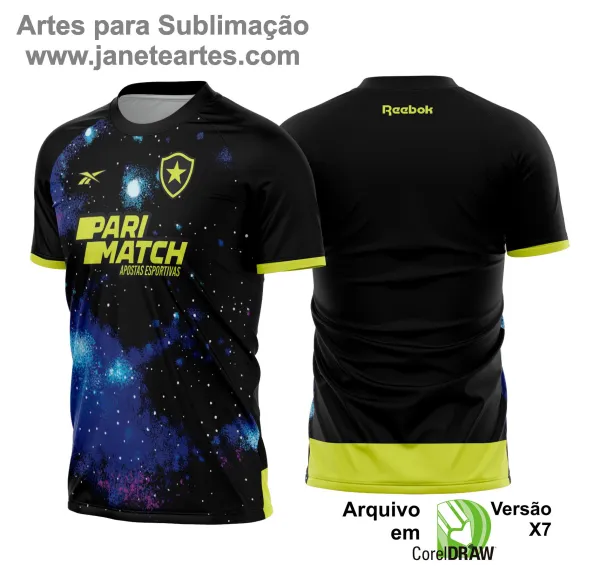 Uniforme de futebol personalizado, projetado para times amadores ou profissionais, com design moderno e arrojado. Apresenta uma combinação de cores contrastantes, logotipo ou escudo do time em destaque no peito, e detalhes gráficos na frente e nas mangas. Na parte traseira, há espaço para personalização com nome e número do jogador, garantindo identidade ao time. Ideal para jogos oficiais, amistosos ou competições, oferecendo estilo e funcionalidade.