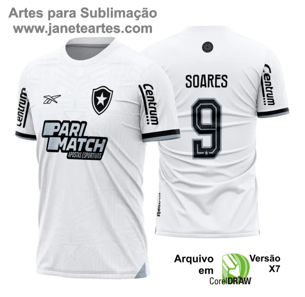 Uniforme de futebol personalizado, projetado para times amadores ou profissionais, com design moderno e arrojado. Apresenta uma combinação de cores contrastantes, logotipo ou escudo do time em destaque no peito, e detalhes gráficos na frente e nas mangas. Na parte traseira, há espaço para personalização com nome e número do jogador, garantindo identidade ao time. Ideal para jogos oficiais, amistosos ou competições, oferecendo estilo e funcionalidade.