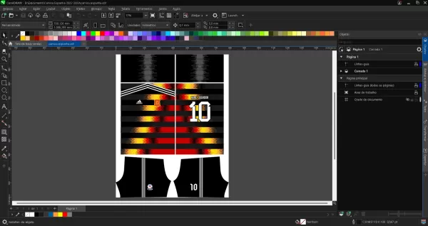Arte Vetor Camisa Camiseta da Seleção Espanha Preto 2022 - 2023
