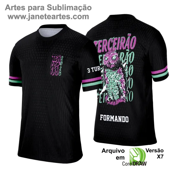 Arte Vetor Camisa Concluintes Terceirão 2025: Coruja