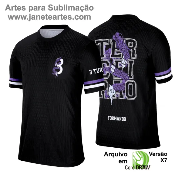 Arte Vetor Camisa Concluintes Terceirão 2025: Dragão Roxo