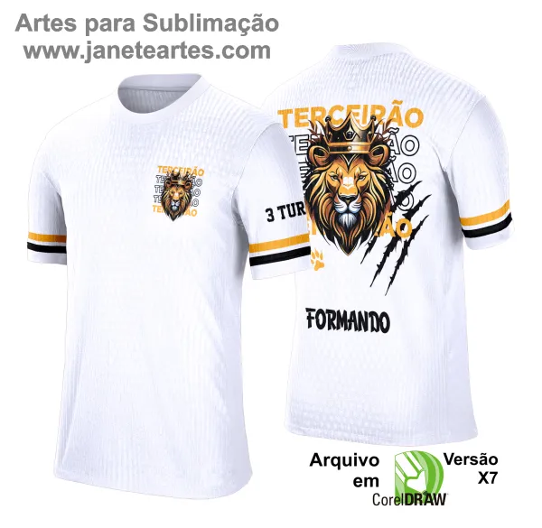 Arte Vetor Camisa Concluintes Terceirão 2025: Leão Coroa