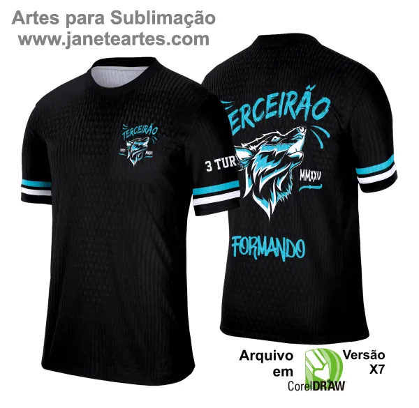 Arte Vetor Camisa Concluintes Terceirão 2025: Lobo Azul