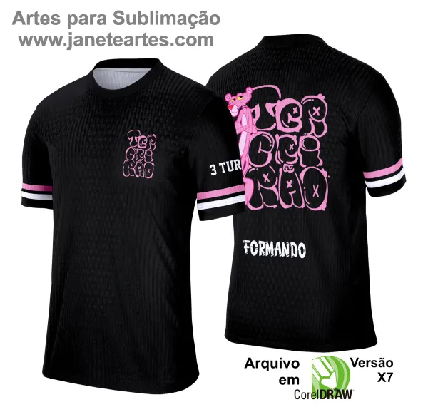 Arte Vetor Camisa Concluintes Terceirão 2025: Pantera Cor de Rosa