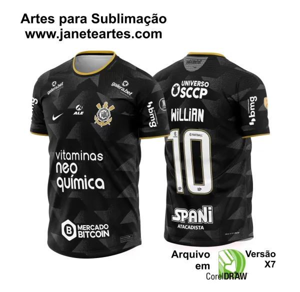 Arte Vetor Camisa Corinthians Reserva 2022 - 2023