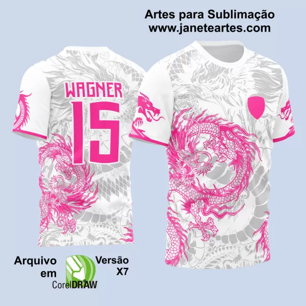 Arte Vetor Camisa Dragão Banca com Rosa 2024