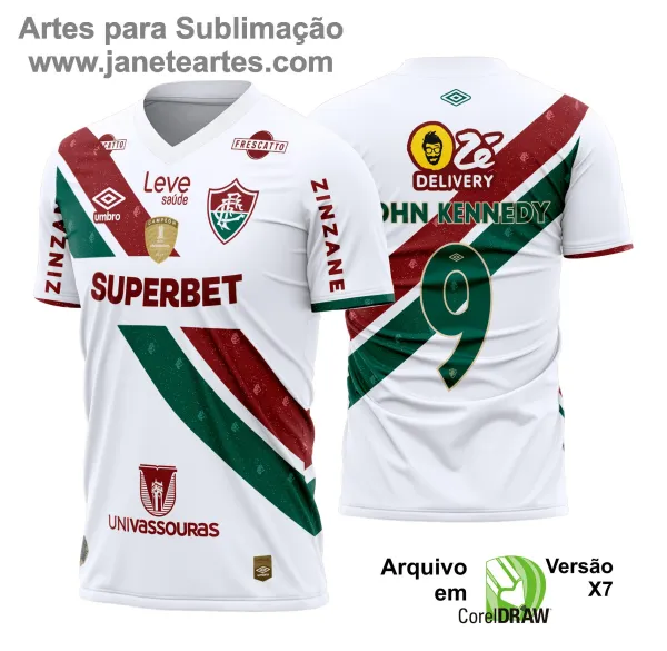 Uniforme de futebol personalizado, projetado para times amadores ou profissionais, com design moderno e arrojado. Apresenta uma combinação de cores contrastantes, logotipo ou escudo do time em destaque no peito, e detalhes gráficos na frente e nas mangas. Na parte traseira, há espaço para personalização com nome e número do jogador, garantindo identidade ao time. Ideal para jogos oficiais, amistosos ou competições, oferecendo estilo e funcionalidade.