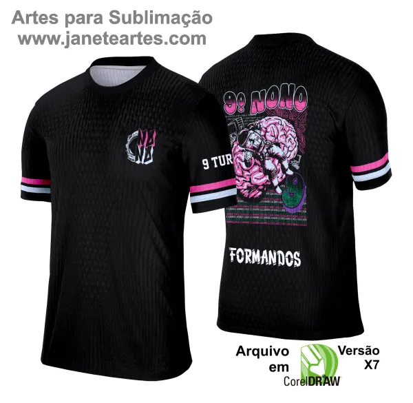 Arte Vetor Camisa Formandos Nono Ano 2025: Astronauta Cérebro