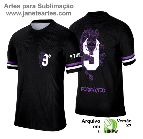 Arte Vetor Camisa Formandos Nono Ano 2025: Dragão