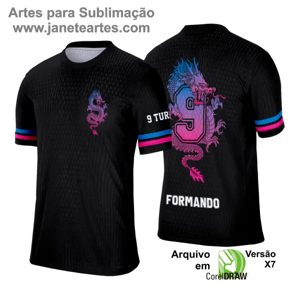 Arte Vetor Camisa Formandos Nono Ano 2025: Dragão Degrade