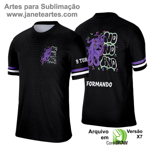 Arte Vetor Camisa Formandos Nono Ano 2025: Polvo Roxo