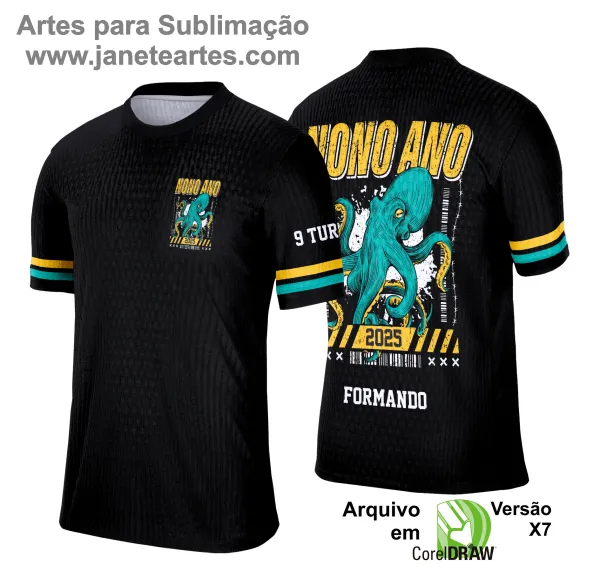 Arte Vetor Camisa Formandos Nono Ano 2025: Polvo Verde