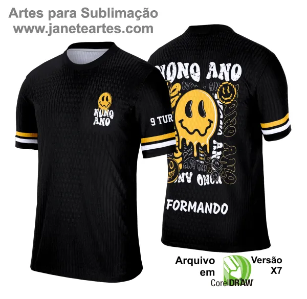 Arte Vetor Camisa Formandos Nono Ano 2025: Smile Amarelo