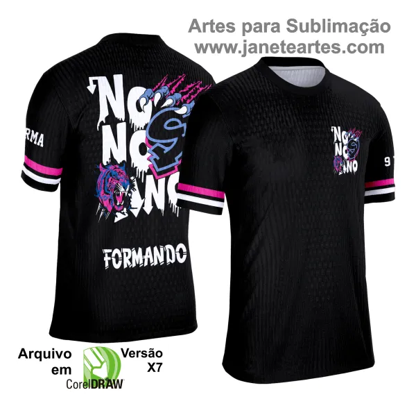 Arte Vetor Camisa Formandos Nono Ano 2025: Tigre Azul e Rosa