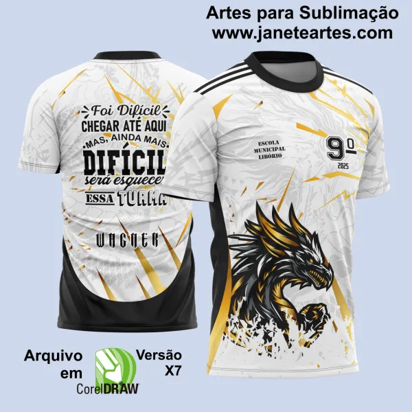 Arte Vetor Camisa Formandos Nono Ano Dragão com Frase