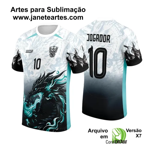 Arte Vetor Camisa INTERCLASSE Dragão Turquesa 2024 - 2025