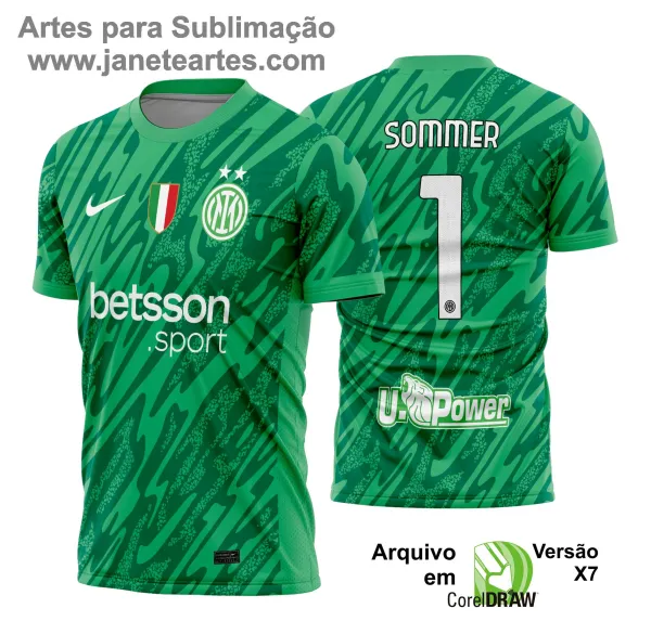 Uniforme de futebol personalizado, projetado para times amadores ou profissionais, com design moderno e arrojado. Apresenta uma combinação de cores contrastantes, logotipo ou escudo do time em destaque no peito, e detalhes gráficos na frente e nas mangas. Na parte traseira, há espaço para personalização com nome e número do jogador, garantindo identidade ao time. Ideal para jogos oficiais, amistosos ou competições, oferecendo estilo e funcionalidade.