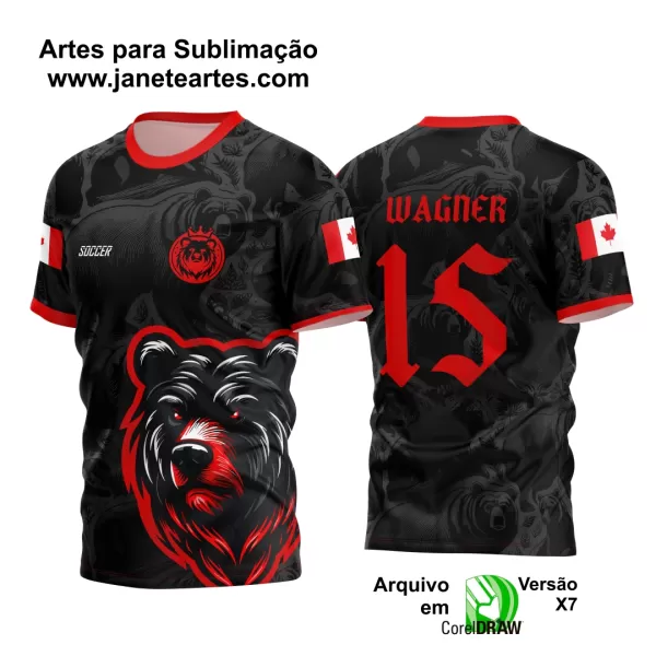 Arte Vetor Camisa InterClasse 2024 Urso Negro com Vermelho