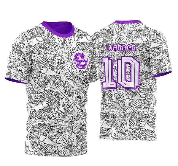 Arte Vetor Camisa InterClasse Dragão Padrão de Fundo Roxo