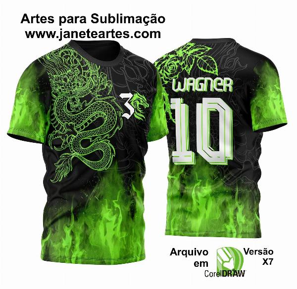 Arte Vetor Camisa InterClasse Dragão com Fogo 2023 Verde