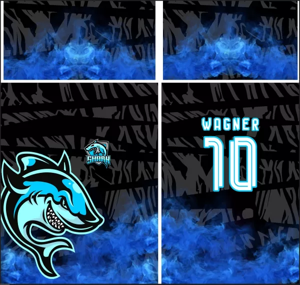Arte Vetor Camisa InterClasse Shark Tubarão 2023 Azul Mod 1
