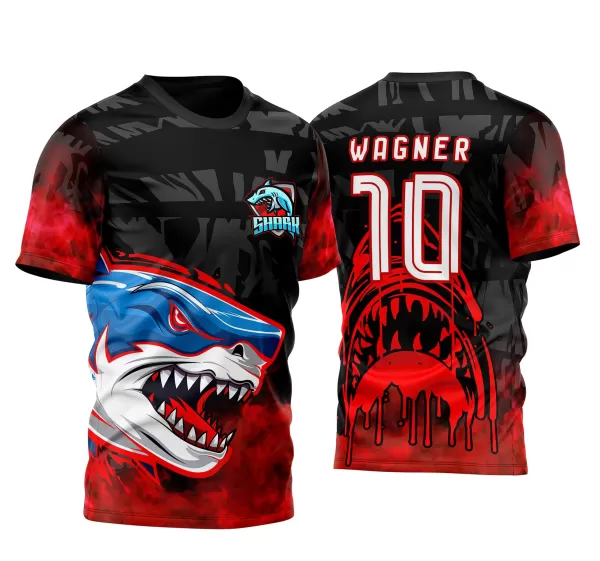 Arte Vetor Camisa InterClasse Shark Tubarão 2023 Vermelha Mode 3