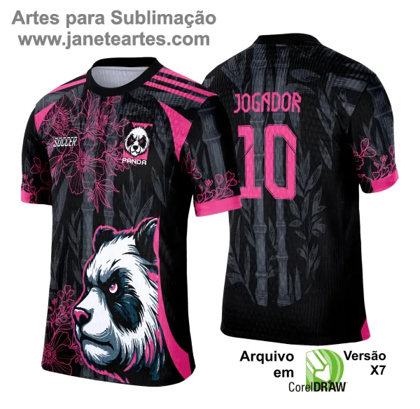 Camisa esportiva personalizada com design exclusivo, apresentando uma estampa gráfica detalhada na parte frontal, incorporando elementos artísticos como animais ou símbolos. O modelo inclui cores vibrantes e contrastantes, com detalhes adicionais como textos estilizados em diferentes idiomas. Na parte traseira, estão disponíveis personalizações com nome e número em destaque. Perfeita para jogos de interclasse, times amadores ou eventos esportivos personalizados.