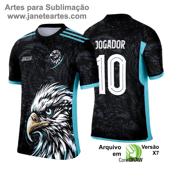 Camisa esportiva personalizada com design exclusivo, apresentando uma estampa gráfica detalhada na parte frontal, incorporando elementos artísticos como animais ou símbolos. O modelo inclui cores vibrantes e contrastantes, com detalhes adicionais como textos estilizados em diferentes idiomas. Na parte traseira, estão disponíveis personalizações com nome e número em destaque. Perfeita para jogos de interclasse, times amadores ou eventos esportivos personalizados.