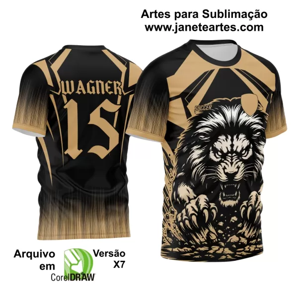 Arte Vetor Camisa Interclasse Leão 2024 Dourado