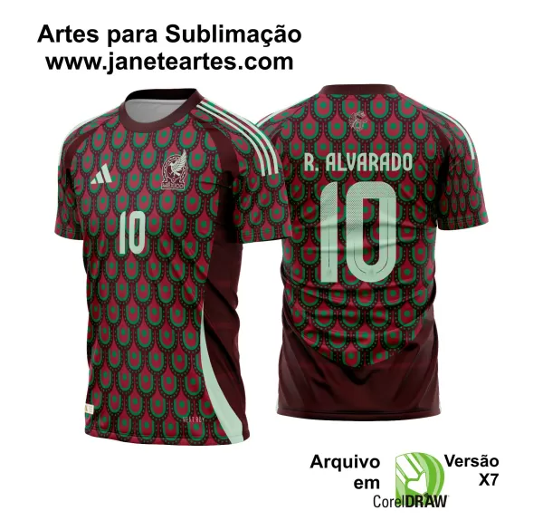 Arte Vetor Camisa Mexico Titular 2024 - 2025 + Fonte TTF