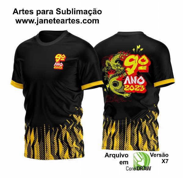 Arte Vetor Camisa Nono Ano Dragão Amarelo 2023