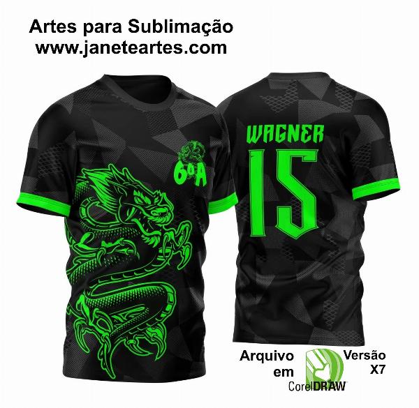 Arte Vetor Camisa Para Atlética Acadêmica e InterClasse Dragão Verde Sexto Ano 2023