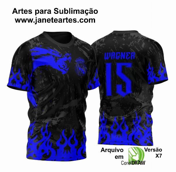 Arte Vetor Camisa Para InterClasse Real Madrid Pincel Dragão 2023 Azul