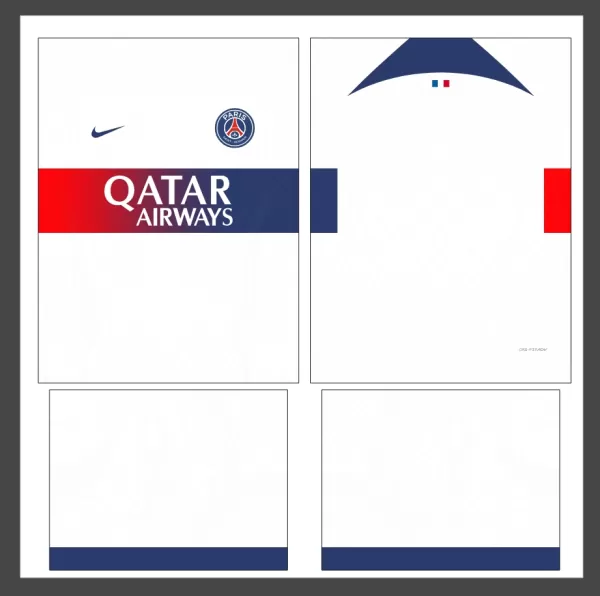 Arte Vetor Camisa Paris Saint-Germain PSG Visita 2023-2024