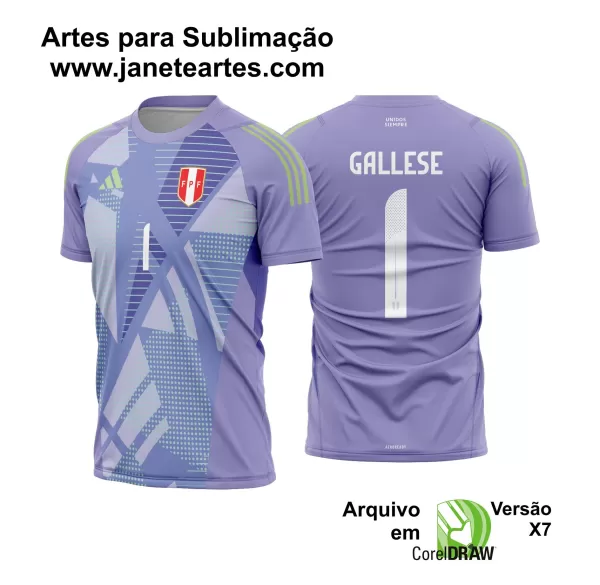 Arte Vetor Camisa Peru Goleiro 2024 - 2025 + Fonte TTF