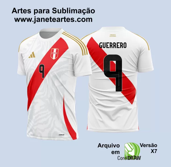 Arte Vetor Camisa Peru Titular 2024 - 2025 + Fonte TTF