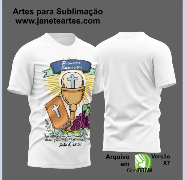 Arte Vetor Camisa Religião - Eucaristia | Modelo 08