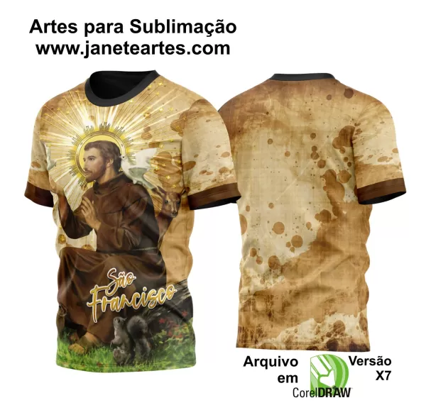 Arte Vetor Camisa Religião - São Francisco de Assis | Modelo 01