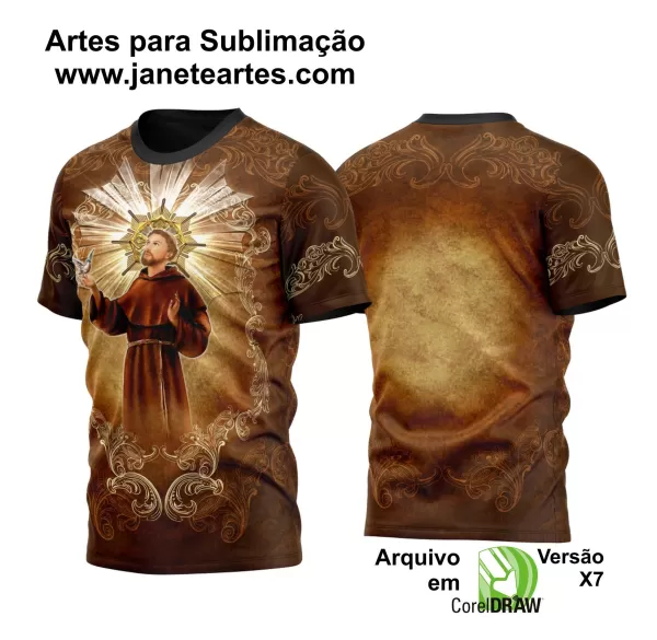 Arte Vetor Camisa Religião - São Francisco de Assis | Modelo 03