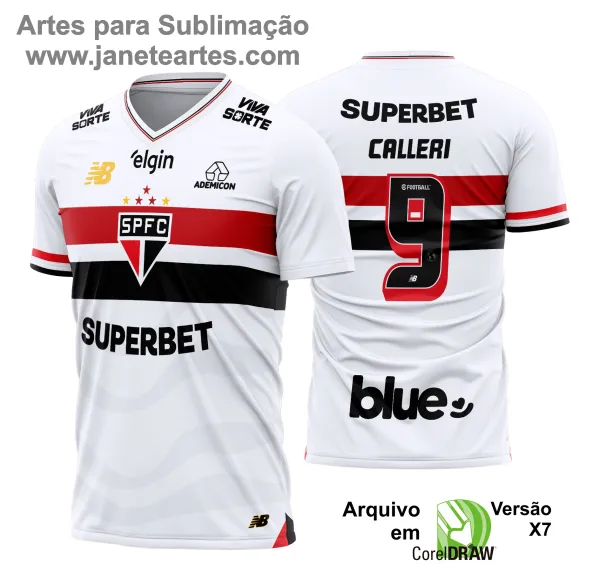 Arte Vetor Camisa São Paulo Titular 2025 - 2026